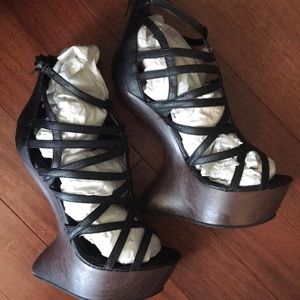Black and brown strappy sandals